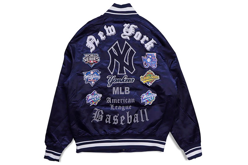 PRO STANDARD NEW YORK YANKEES OLD ENGLISH LOGO SATIN JACKET (LNY633529:MIDNIGHT NAVY)