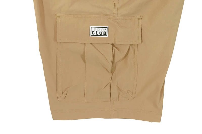 PRO CLUB COMFORT STRETCH NYLON CARGO SHORT - 9 1/2 INCH INSEAM (KHAKI) 13PC0506