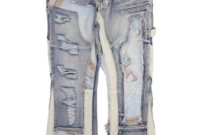 VOYAGE STUDIO PURE DIGITAL PRINT FLARE CARPENTER DENIM (51P01-LSB:LIGHT SAND BLUE)