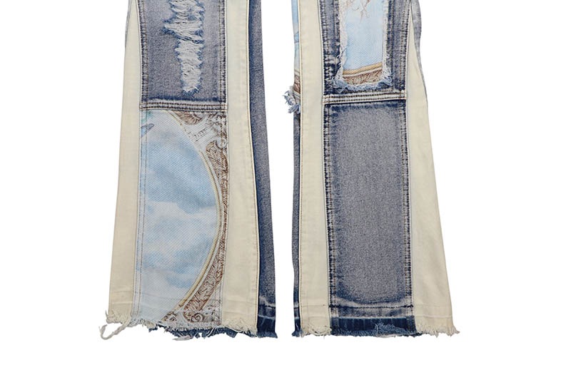 VOYAGE STUDIO PURE DIGITAL PRINT FLARE CARPENTER DENIM (51P01-LSB:LIGHT SAND BLUE)