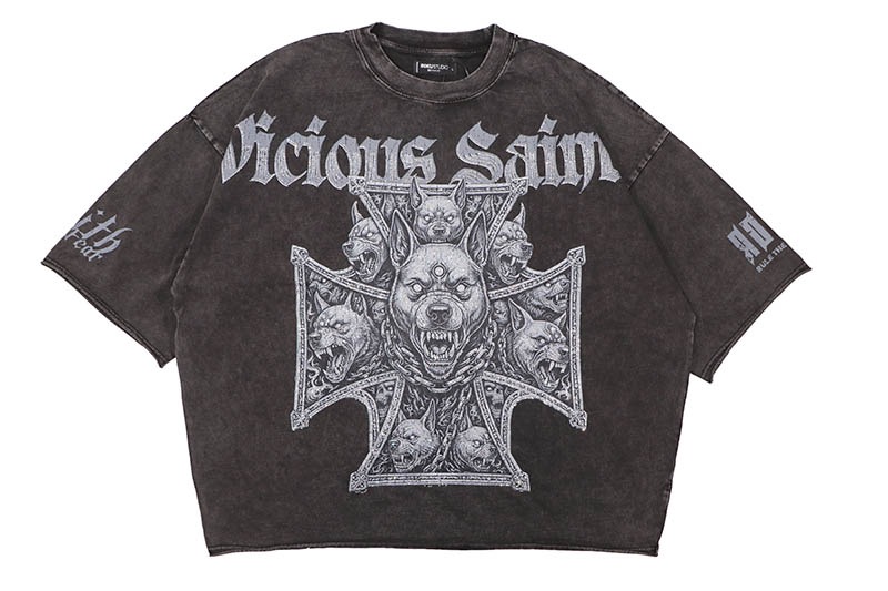 ROKU STUDIO VICIOUS SAINTS BOXY TEE (RK1482097:WASHED BLACK)