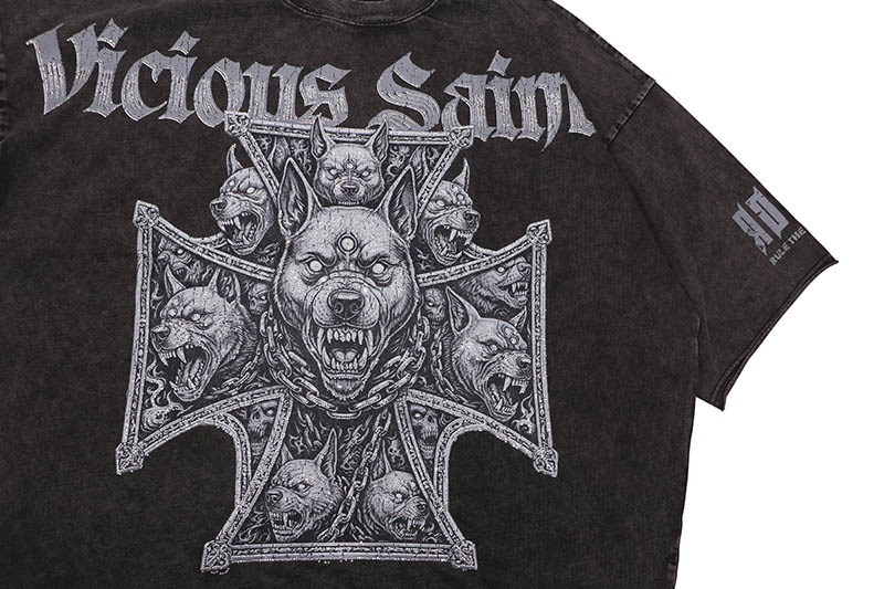 ROKU STUDIO VICIOUS SAINTS BOXY TEE (RK1482097:WASHED BLACK)