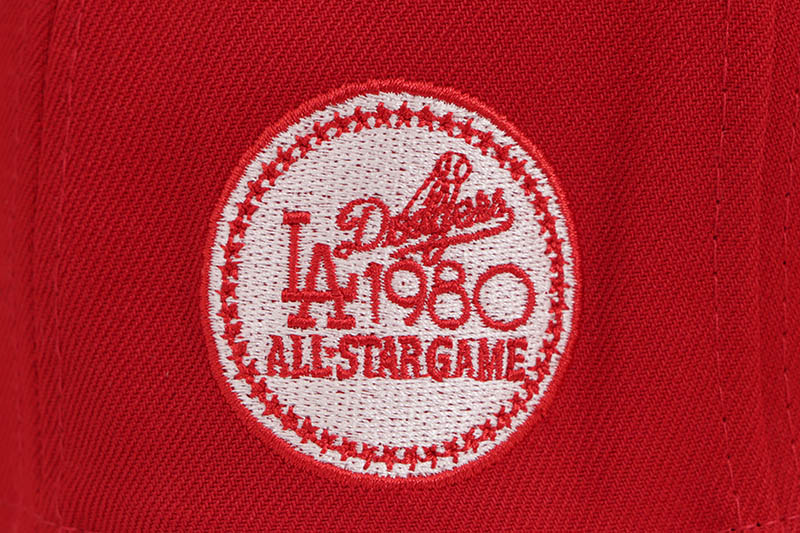 NEW ERA LOS ANGELES DODGERS 59FIFTY FITTED CAP (1980 ALL STAR GAME CUSTOM SIDE PATCH/GREY UNDER VISOR/SCARLET) 70945476