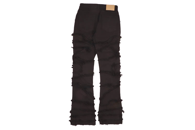 ROAR DENIM X FRAY STACKED FLARE JEANS (G52-641:JET BLACK)