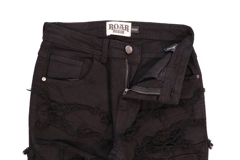 ROAR DENIM X FRAY STACKED FLARE JEANS (G52-641:JET BLACK)