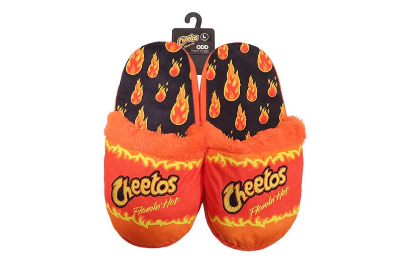ODD SOX FLAMIN HOT CHEETOS FUZZY SLIP-ON SLIPPERS (33603FSL:RED)