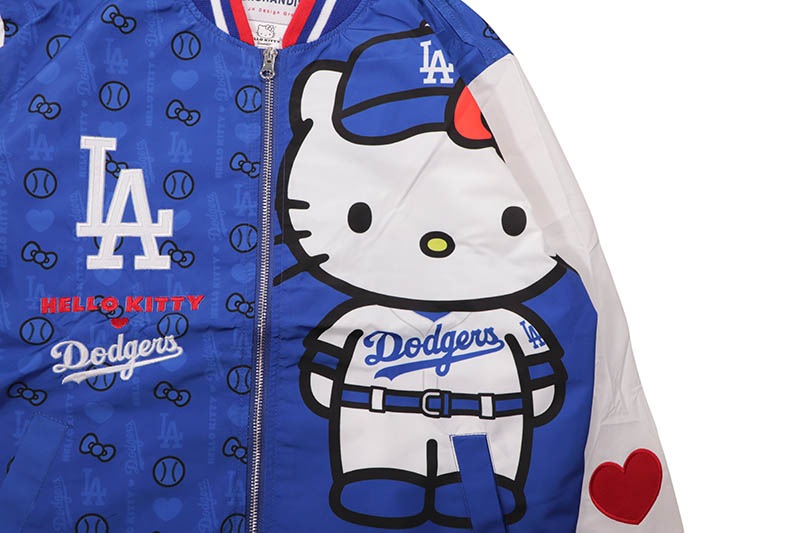 JH Design LOS ANGELES DODGERS X HELLO KITTY FULL-ZIP NYLON BOMBER