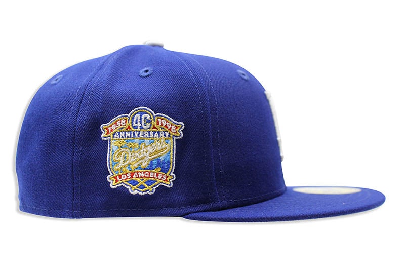NEW ERA LOS ANGELES DODGERS 59FIFTY FITTED CAP (1958-1998 40TH ANNIVERSARY PATCH/DARK ROYAL)