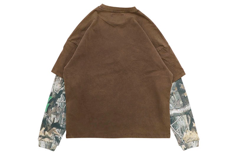 GODSPEED GONE FISHING LAYERED T-SHIRT (BROWN) | Brand,G-L