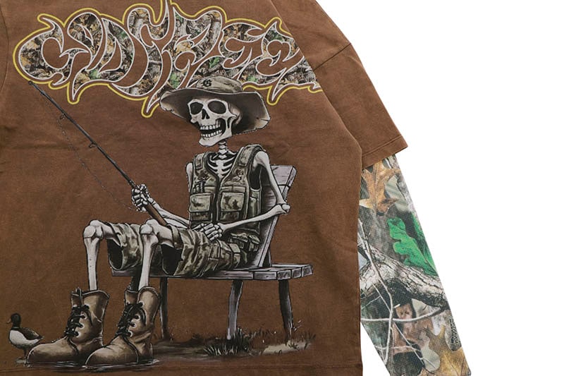 GODSPEED GONE FISHING LAYERED T-SHIRT (BROWN) | Brand,G-L,GODSPEED