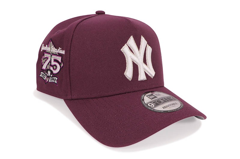 NEW ERA NEW YORK YANKEES 9FORTY AF ADJUSTABLE CAP (75TH ANNIVERSARY SIDE PATCH/GREY UNDER VISOR/BURGANDY)