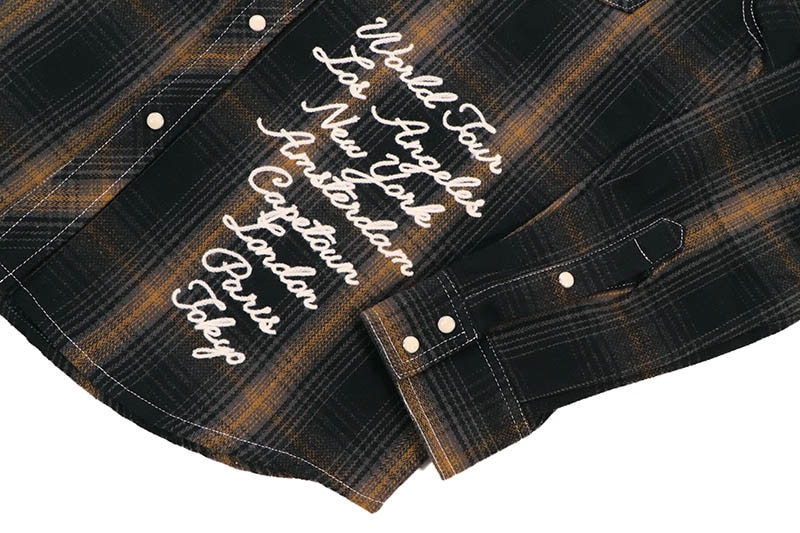 TRUE RELIGION WESTERN BIG T LOGO PLAID SHIRT (108725:BLACK)