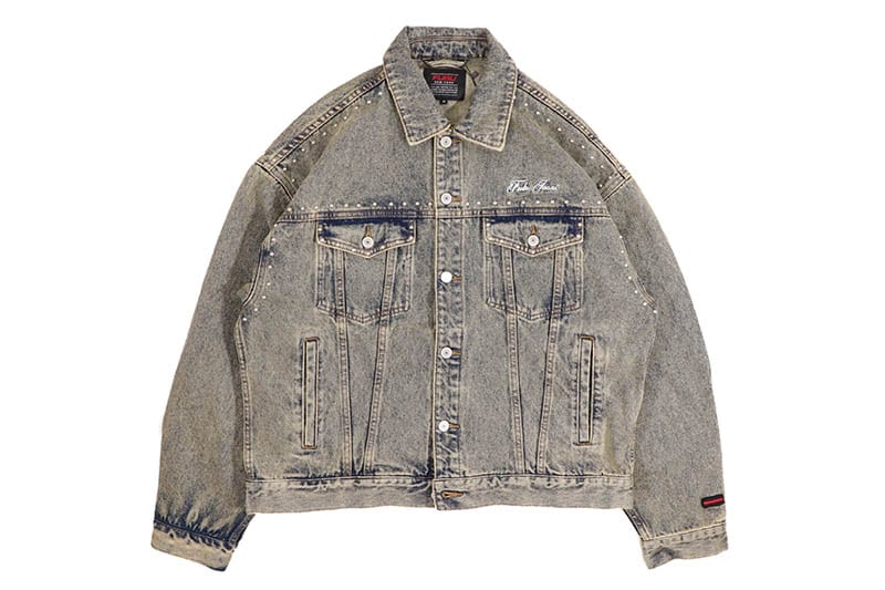 FUBU STUDS DENIM JACKET (FAM-52309:BROWN)
