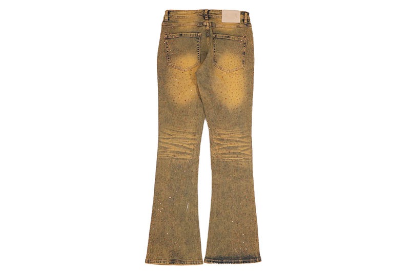 ROAR DENIM RHINESTONE STACKED FLARE DENIM (G52-669:RUST)