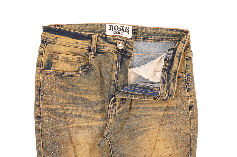 ROAR DENIM RHINESTONE STACKED FLARE DENIM (G52-669:RUST)