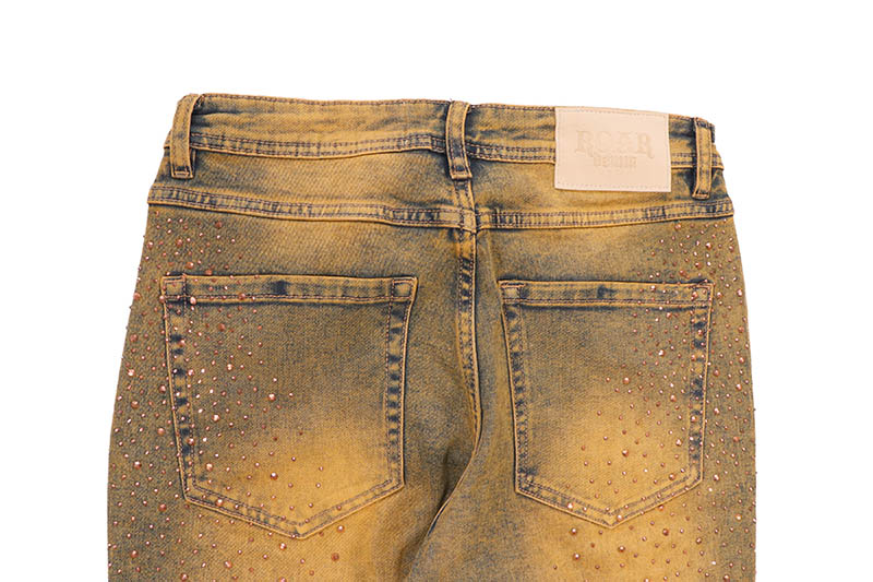 ROAR DENIM RHINESTONE STACKED FLARE DENIM (G52-669:RUST) | Brand