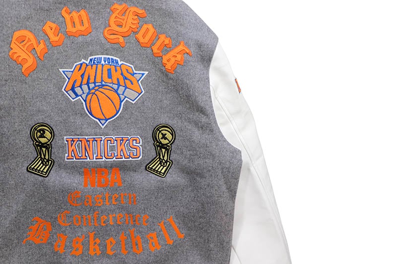 PRO STANDARD NEW YORK KNICKS OLD ENGLISH LOGO WOOL VARSITY JACKET  
