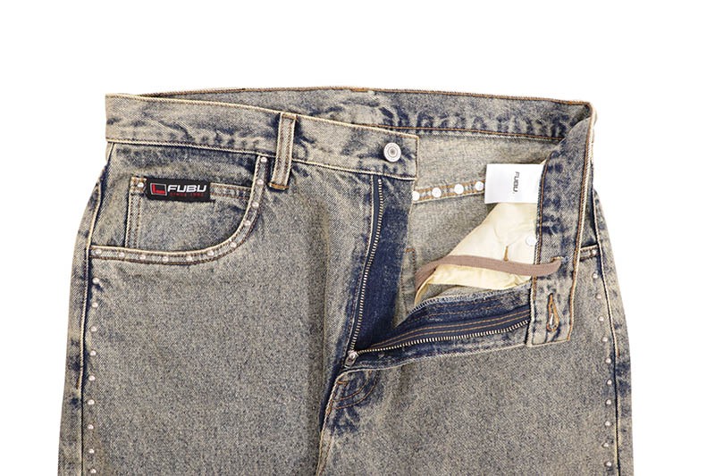 FUBU STUDS DENIM PANTS (FAM-52507:BROWN)