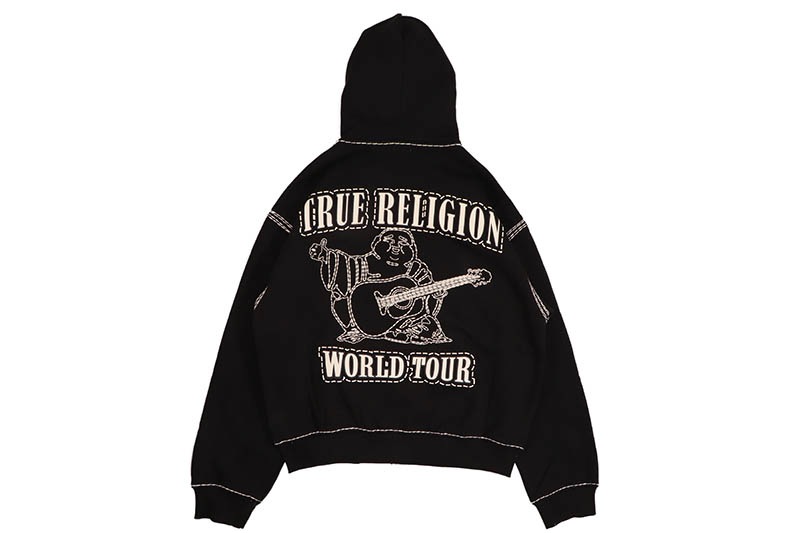 TRUE RELIGION SUPER QT BOXY ZIP HOODIE (110020:BLACK)