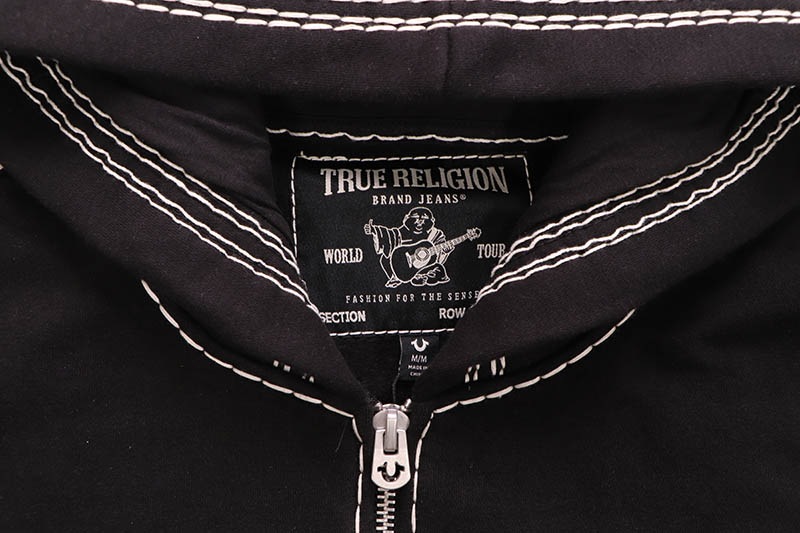 TRUE RELIGION SUPER QT BOXY ZIP HOODIE (110020:BLACK)