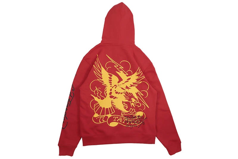 M*o様 Ed Hardy 赤 ジップアップパーカー L Ed Hardy Tiger Mountain Red