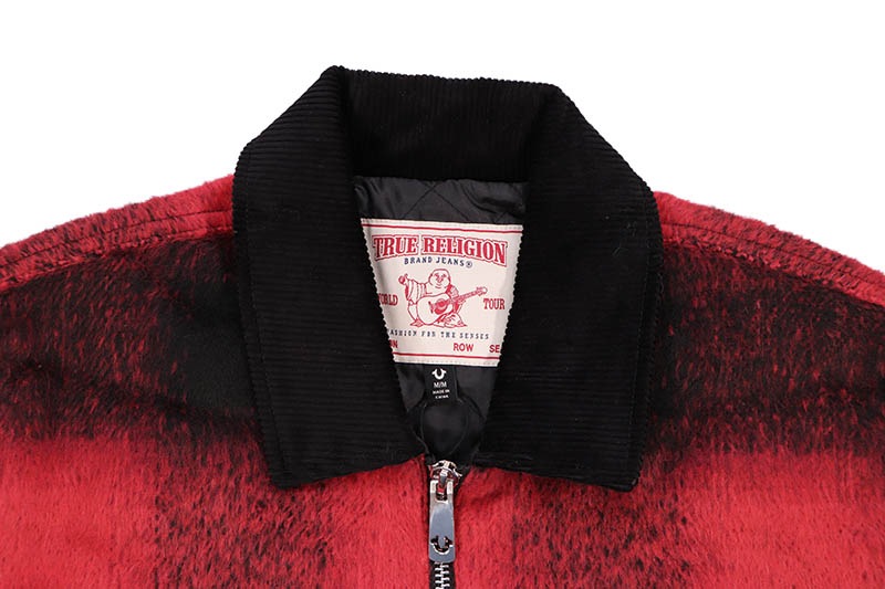 TRUE RELIGION BUFFALO PLAID ZIP JACKET (109494C:BLACK/RED)