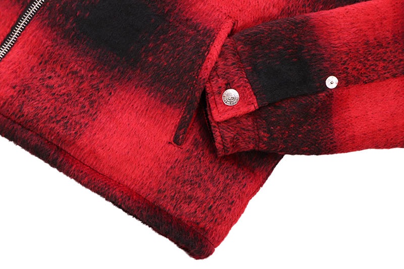 TRUE RELIGION BUFFALO PLAID ZIP JACKET (109494C:BLACK/RED)