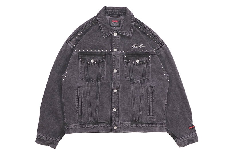 FUBU STUDS DENIM JACKET (FAM-52309:BLACK)