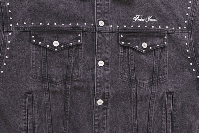 FUBU STUDS DENIM JACKET (FAM-52309:BLACK)