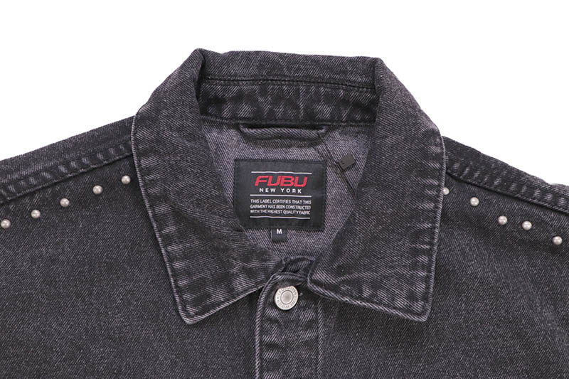 FUBU STUDS DENIM JACKET (FAM-52309:BLACK)
