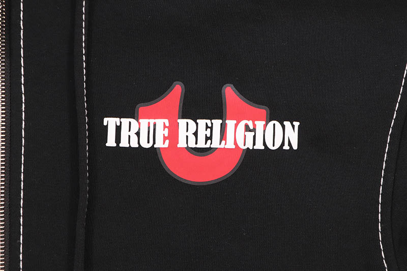 TRUE RELIGION BIG T CINCHED ZIP P HOODIE (109957:JET BLACK)