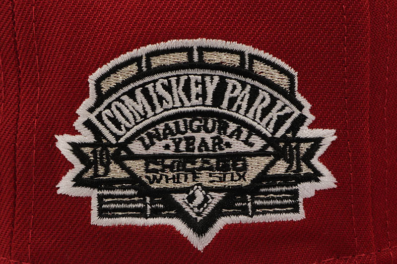 NEW ERA CHICAGO WHITE SOX 59FIFTY FITTED CAP (1991 INAUGURAL YEAR COMISKEY PARK SIDE PATCH/GREY UNDER VISOR/SCARLET) 70847657