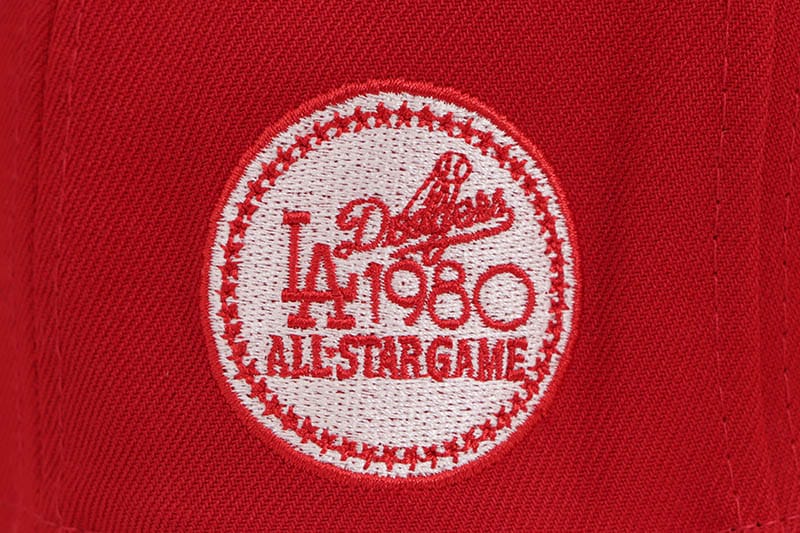 NEW ERA LOS ANGELES DODGERS 59FIFTY FITTED CAP (1980 ALL STAR GAME CUSTOM SIDE PATCH/GREY UNDER VISOR/SCARLET) 70945476