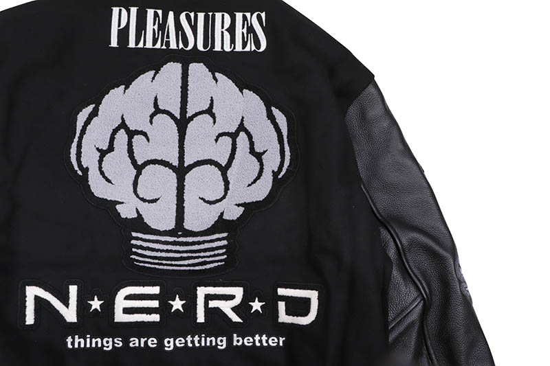 PLEASURES NERD VARSITY JACKET (BLACK)