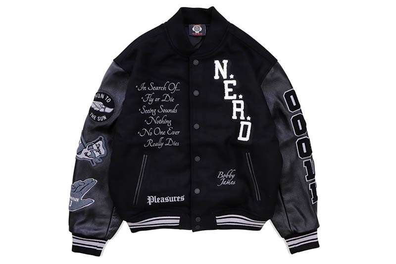 PLEASURES NERD VARSITY JACKET (BLACK)