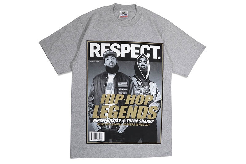 STREET WEAR SUPPLY NIPSEY & 2PAC RESPECT MAG S/S T-SHIRT (HEATHER GREY)