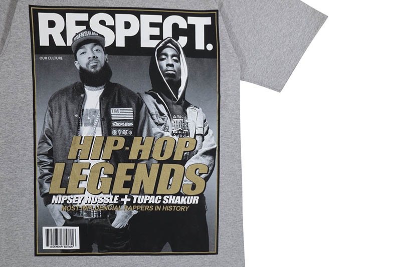 STREET WEAR SUPPLY NIPSEY & 2PAC RESPECT MAG S/S T-SHIRT (HEATHER GREY)
