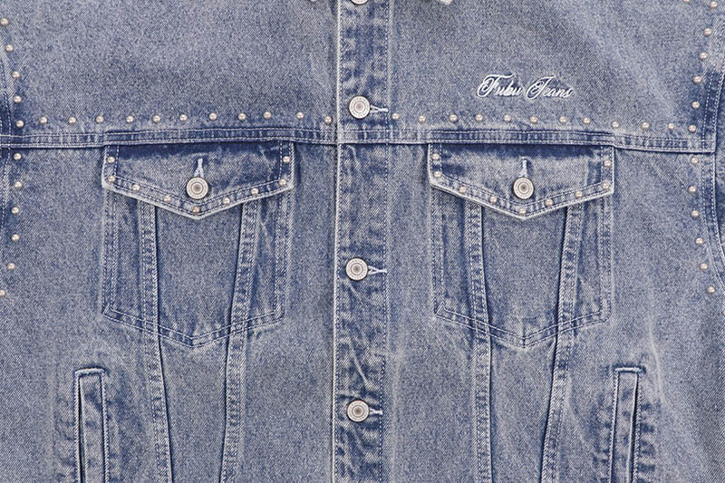 FUBU STUDS DENIM JACKET (FAM-52309:L. BLUE)