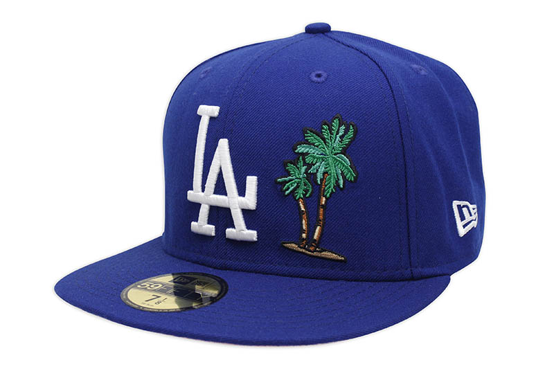 NEW ERA LOS ANGELES DODGERS 59FIFTY FITTED CAP (PALM TREE/PINK UNDER VISOR/DARK ROYAL)
