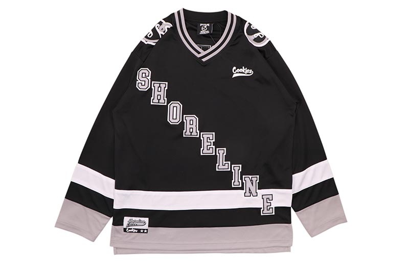 COOKIES X SHORELINE MAFIA THIN ICE HEAVY MESH HOCKEY JERSEY (BLACK) CM254KLT03