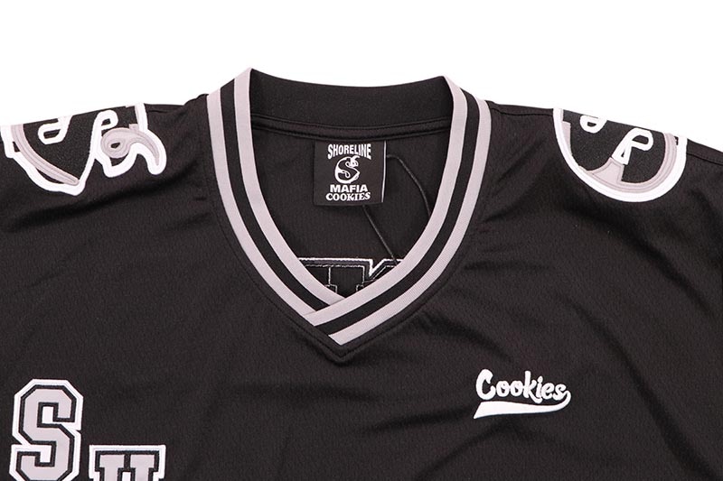 COOKIES X SHORELINE MAFIA THIN ICE HEAVY MESH HOCKEY JERSEY (BLACK) CM254KLT03