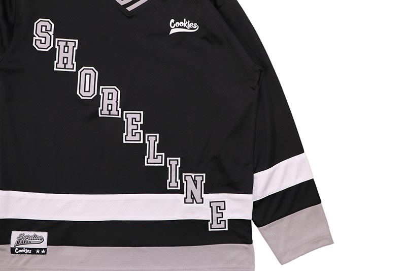 COOKIES X SHORELINE MAFIA THIN ICE HEAVY MESH HOCKEY JERSEY (BLACK) CM254KLT03