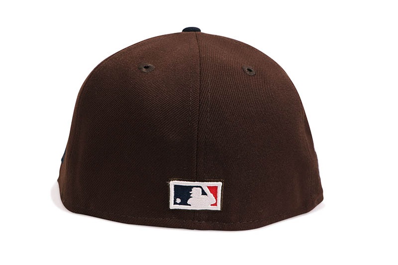 NEW ERA SAN DIEGO PADRES 59FIFTY FITTED CAP (1998 WORLD SERIES CUSTOM SIDE PATCH/GREY UNDER VISOR/BURNTWOOD NAVY) 70945496