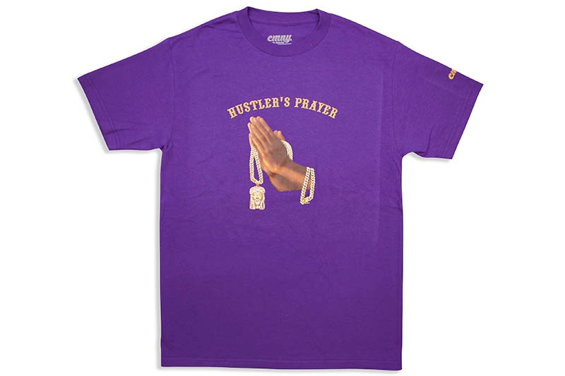 CLASSIC MATERIAL NY HUSTLER'S PRAYER T-SHIRT (PURPLE)