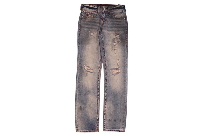 TRUE RELIGION RICKY BIG T STRAIGHT JEAN 34�� (109593:WARM SAND MED WASH WITH RIPS)