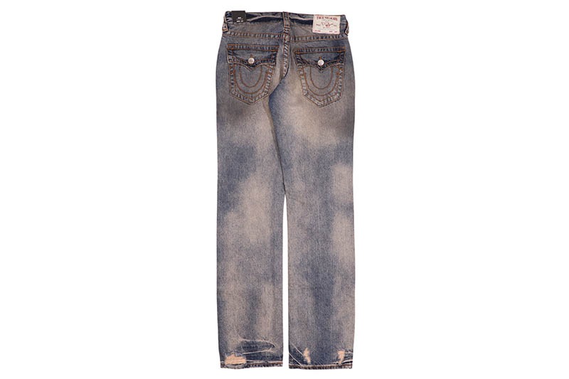 TRUE RELIGION RICKY BIG T STRAIGHT JEAN 34�� (109593:WARM SAND MED WASH WITH RIPS)