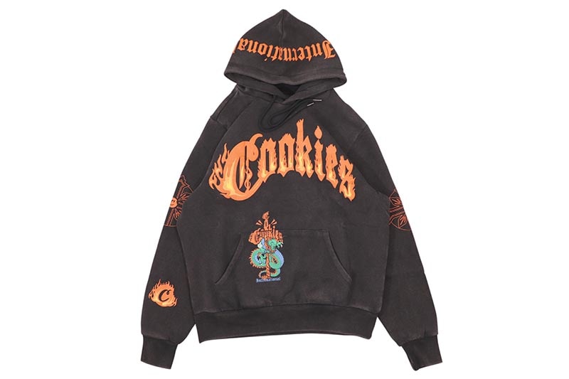 COOKIES WORLD ON FIRE PULLOVER FLEECE HOODIE (BLACK) CM253HFC05