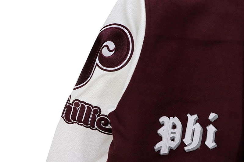 PRO STANDARD PHILADELPHIA PHILLIES OLD ENGLISH LOGO WOOL VARSITY JACKET (LHP633514:MAROON)