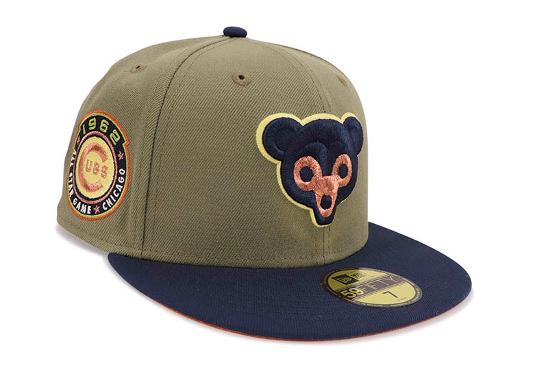 NEW ERA CHICAGO CUBS 59FIFTY FITTED CAP (1962 ALL STAR GAME SIDE PATCH/BURNT ORANGE UNDER VISOR/OLIVE OBSIDIAN)