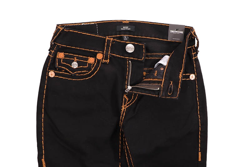 TRUE RELIGION RICKY SUPER T STRAIGHT JEAN 34" (109562:BODY RINSE BLACK)